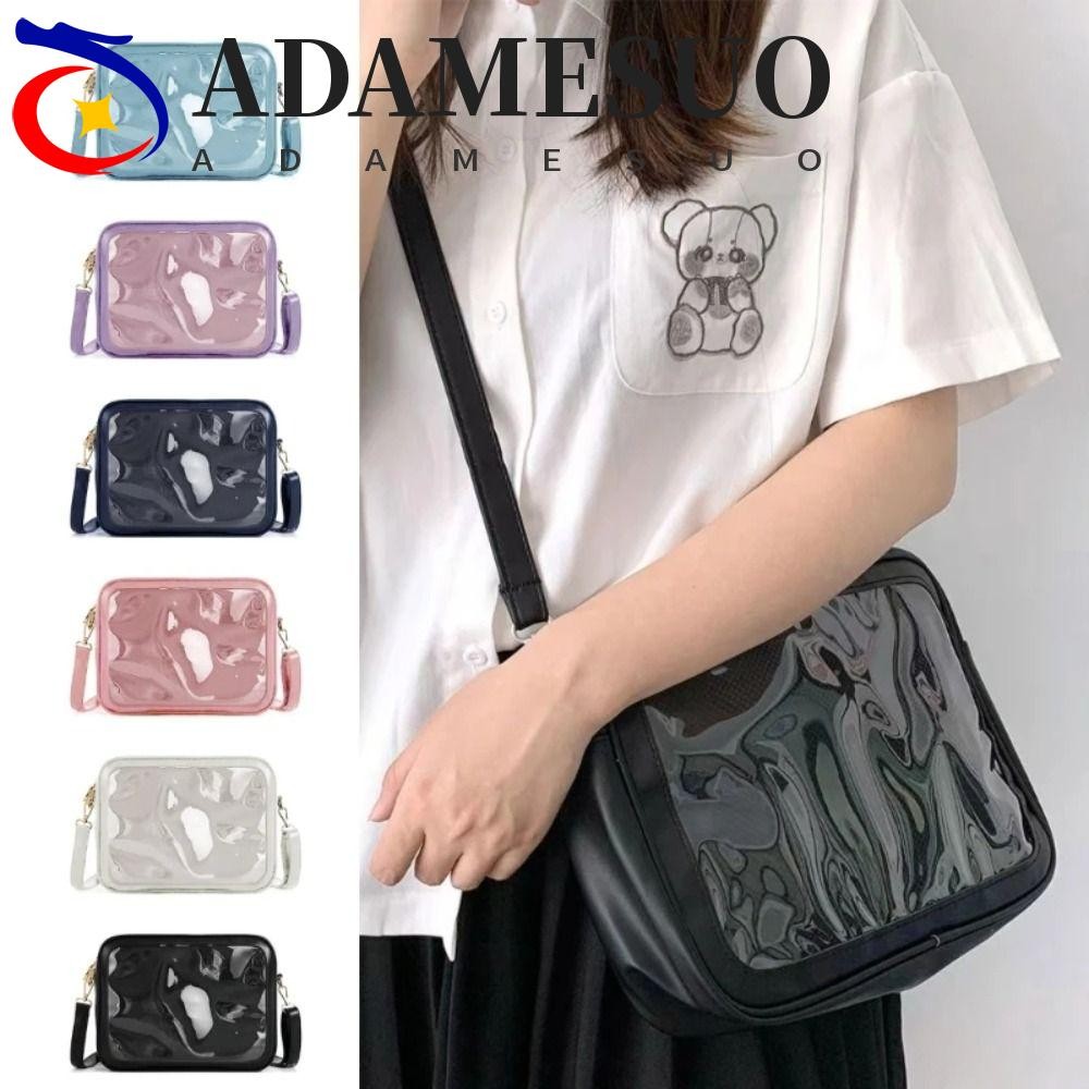 Adamesuo สีทึบ Itabag, กระเป๋าซิป PU กระเป๋าโปร่งใส, มัลติฟังก์ชั่ผ้าฝ้ายตุ๊กตากระเป๋ากระเป๋าสตางค์กระเป๋าสะพายกระเป๋าเดินทาง