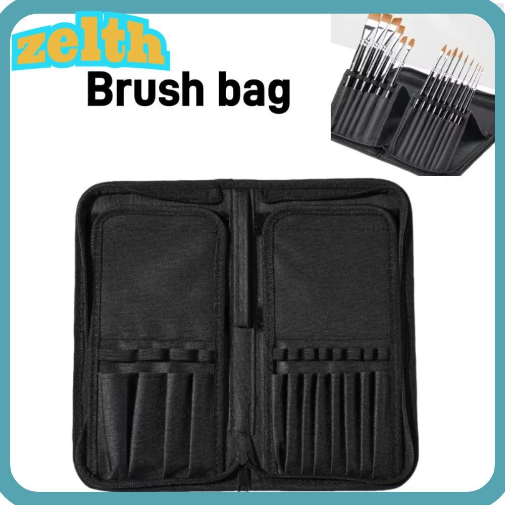 Zelth Make Up Brush Bag, 15 Hole Position Durable Paint Brush Pouch, Multipurpose Portable Large Capacity Makeup Artist Toolkit