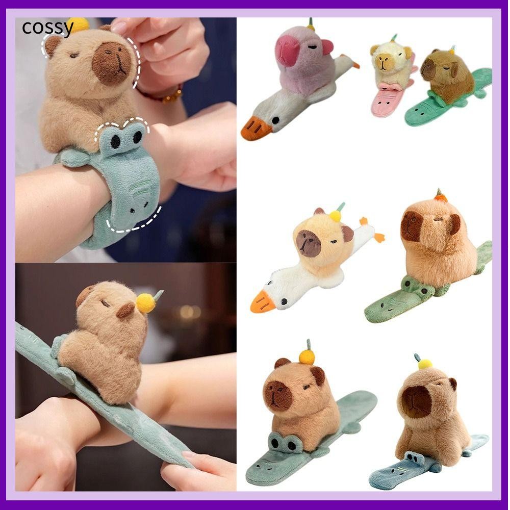 Cossy Capybara Slap สร้อยข้อมือ, Plush Soft Capybara Slap สายรัดข้อมือ, Creative ตุ๊กตาตุ๊กตาการ์ตูน Huggers Slap ของเล่นสําหรับของขวัญเด็ก