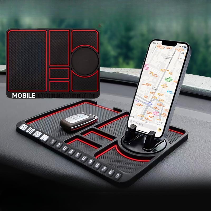 แผ่นรองกันลื่นในรถยนต์ แผ่นรองเก็บของในรถยนต์ แท่นยึดนำทางหมุนได้ 360 องศาอเนกประสงค์ แผ่นรองแดชบอร์ด