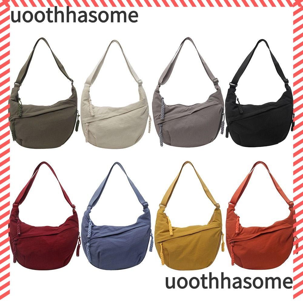 Uothhasome กระเป๋าสะพายข้าง,กระเป๋าสะพายผ้าแคนวาสความจุขนาดใหญ่,อเนกประสงค์น้ําหนักเบาเกาหลีตัวย่อสีทึบกีฬา กุ๊ย กระเป๋าเดินทาง