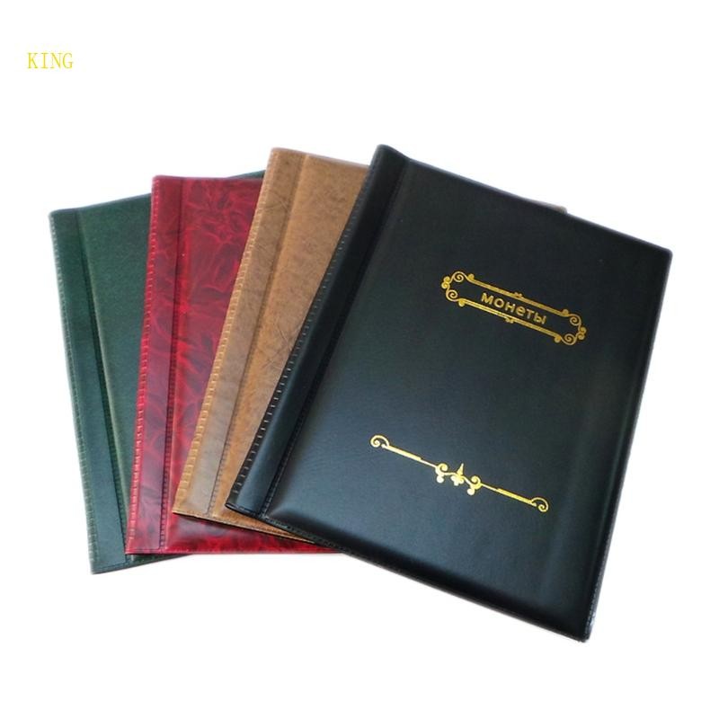 (ส่วนลดสูง)oyalking.th 250 Coins Collection Book In-line Non-slip Cover Fixed Page Coin Collection B