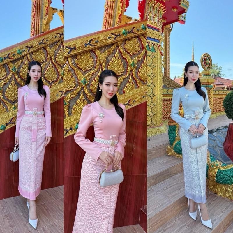 PD (พร้อมส่ง) ชุดไทยประยุกต์ ชุดทำบุญ งานป้าย Abigail61 62 PD.shop