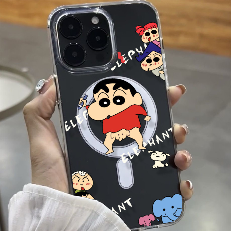 Poppa🦋แม่เหล็ก เคสใสกันกระแทก เคสสําหรับไอโฟน 11 เคสชาร์ได้ สำหรับ IPhone 13 15 7Plus 14 12 11 Pro MAX 8 7 Plus 16 xsmax