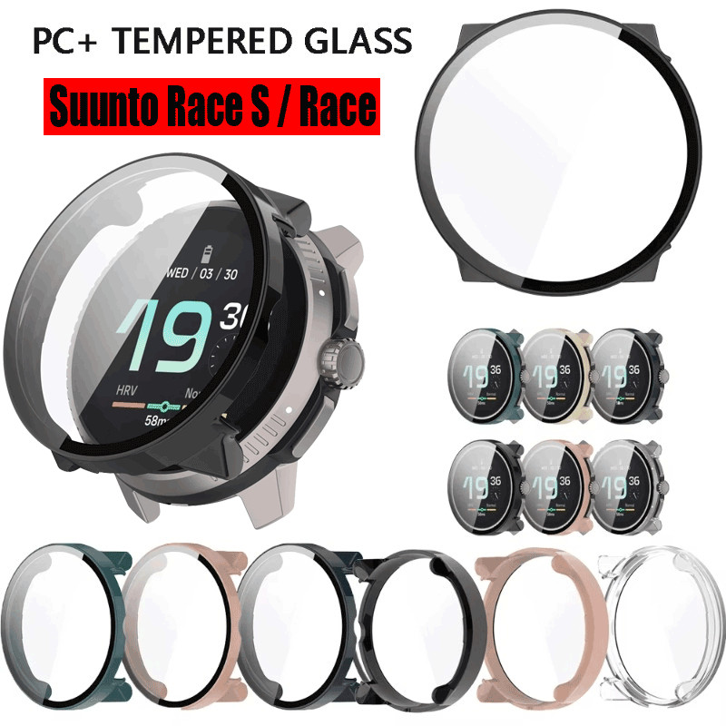 อุปกรณ์เสริมสําหรับ Suunto Race S / Race Watch เกราะป้องกัน Anti-slip Anti-fall PC + กระจกนิรภัยนาฬิกากรณี