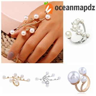 Oceanmapdz แหวนไข่มุก สีทอง ปรับได้ เครื่องประดับแฟชั่น ของขวัญปาร์ตี้ ชายหาด