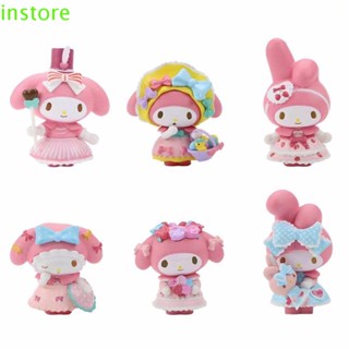 Instore โมเดลฟิกเกอร์ PVC รูป My Melody Kuromi สําหรับตกแต่งบ้าน 6 ชิ้น ต่อชุด