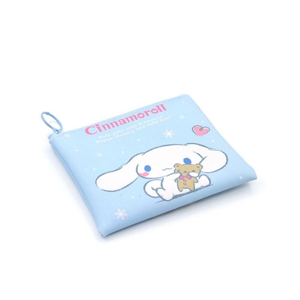 Tonfashion กระเป๋าใส่เหรียญ, กระเป๋าใส่พวงกุญแจ แบบพกพา Kawaii, กระเป๋าแต่งหน้า ขนาดเล็ก Cinnamoroll Kuromi กระเป๋าเก็บหูฟังผู้หญิง