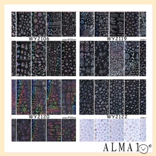 Alma ชุดสติกเกอร์ฟอยล์โฮโลแกรม ลายฮาโลวีน สําหรับตกแต่งเล็บ 10 ชิ้น ต่อถุง