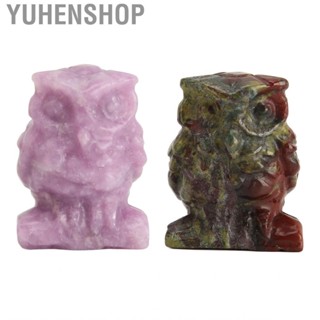 Yuhenshop Owl Shaped Chakra Stone Figurine Cute Yoga Meditation Energy Healing Statu