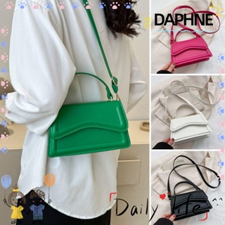 Daphne กระเป๋าสะพายไหล่ หนัง PU สีพื้น แฟชั่นสําหรับผู้หญิง