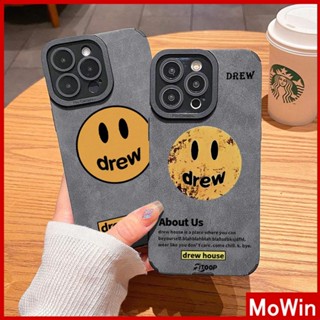 Mowin - เข้ากันได้สำหรับ เคสไอโฟน เคสไอโฟน11 เคส iphone 11 กรณีหนังนุ่มสีเทากันกระแทกกล้องป้องกันกล้อง SimpleYellow หน้ายิ้มเข้ากันได้กับ iPhone 13 PRO MAX 12 PRO MAX 11 XR XS MAX 7 8 PLUS