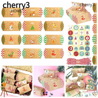 Cherry3 กล่องกระดาษใส่ลูกอม ปฏิทิน รูปเกล็ดหิมะ ซานตาคลอส คริสต์มาส DIY 24 ชิ้น