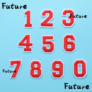 Future แผ่นแพทช์ตัวเลข ผ้าฝ้าย สีแดง 4.5 ซม. มีกาวในตัว คุณภาพสูง อุปกรณ์เสริม สําหรับเย็บผ้า DIY 40 ชิ้น