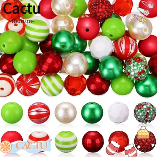 Cactu ลูกปัดอะคริลิค ทรงกลม 20 มม. สีสดใส สําหรับทําเครื่องประดับ สร้อยคอ DIY 50 ชิ้น