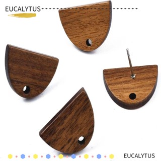 Eutus ต่างหูไม้ ทรงกลม สีน้ําตาล สีฟ้า สําหรับทําเครื่องประดับ แฮนด์เมด DIY