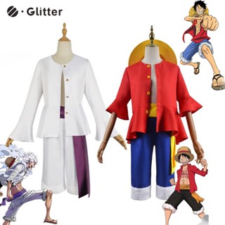 ชุดเสื้อยืด กางเกงขาสั้น พิมพ์ลายอนิเมะ One Piece Sun God Gear 5 Nika Luffy สีขาว เหมาะกับปาร์ตี้ฮาโลวีน สําหรับผู้ชาย และผู้ใหญ่