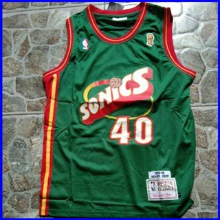 เสื้อกีฬาแขนกุด ลายทีม NBA Jersey No.40 Kemp GP1 SuperSonics Shawn สไตล์เรโทร คลาสสิก พลัสไซซ์ PG1