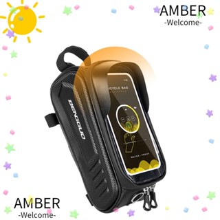 Amber กระเป๋าหนัง PU TPU หน้าจอสัมผัส ความจุสูง กันน้ํา สีดํา สําหรับติดกรอบรถจักรยาน