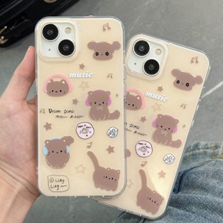 เคสป้องกันโทรศัพท์มือถือ แบบนิ่ม ลายการ์ตูนแมวน่ารัก สไตล์เกาหลี สําหรับ iPhone 12 13 14 Pro Max 11