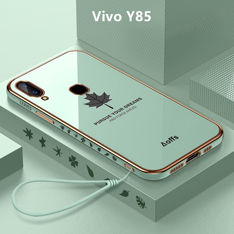 Casing Vivo Y85 Case Maple Leaves Plating Cover Soft TPU Phone Case Vivo Y85