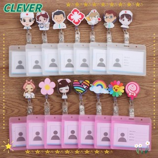 Clever คลิปหนีบป้ายชื่อ แบบโลหะ ลายการ์ตูน ยืดหดได้