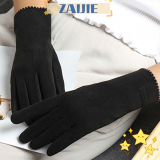 Zaijie24 ถุงมือ ผ้ากํามะหยี่ กันลม กันลื่น ให้ความอบอุ่น สไตล์เยอรมัน สําหรับผู้หญิง