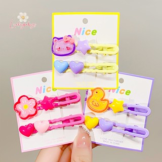 Luckybabys&gt; กิ๊บติดผม รูปการ์ตูนแมว กระต่าย หมี น่ารัก สีสันสดใส สําหรับเด็กผู้หญิง 2 ชิ้น/ชุด