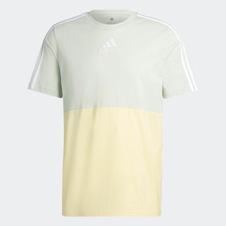 adidas ไลฟ์สไตล์ เสื้อยืดคัลเลอร์บล็อก Essentials ผู้ชาย สีเขียว HK2887