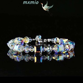 Mxmio สร้อยข้อมือคริสตัล ลูกบาศก์สี ปรับได้ ไล่โทนสี โรแมนติก น่าหลงใหล