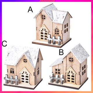 [Predolo2] ชุดตึกบ้านหมู่บ้านคริสต์มาส แบบไม้ ขนาดเล็ก พร้อมไฟ LED อบอุ่น สําหรับตกแต่งบ้าน