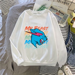 เสื้อกันหนาวแขนยาว คอกลม ทรงหลวม พิมพ์ลาย Mr Wolf Beast Lightning Cat สไตล์ฮิปฮอป แฟชั่นสําหรับผู้ชาย และผู้หญิง