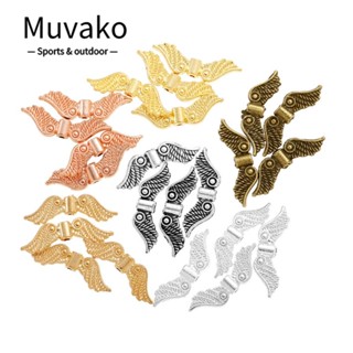 Muvako ลูกปัดอัลลอย รูปปีกนางฟ้า สไตล์ทิเบต 6 สี สําหรับทําเครื่องประดับ สร้อยข้อมือ 60 ชิ้น