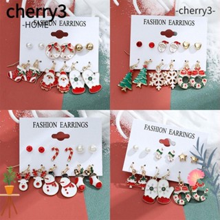 Cherry3 ต่างหูติดหู โลหะผสม สไตล์พังก์โกธิค พังก์ คริสต์มาส