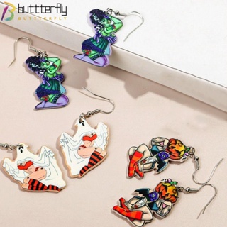 Buttterfly ต่างหูอะคริลิค รูปหัวกะโหลกผี ฟักทอง ผี น่ารัก แฟชั่น สไตล์โกธิค สําหรับผู้หญิง