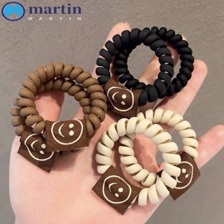 Martin ยางรัดผม ทรงกลม ลายหน้ายิ้ม เนื้อแมตต์ เรียบง่าย สําหรับเด็กผู้หญิง