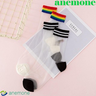 Anemone ถุงเท้าข้อสั้น ผ้าเรยอน แบบบาง สไตล์ฮาราจูกุ ของขวัญคริสต์มาส สําหรับผู้หญิง