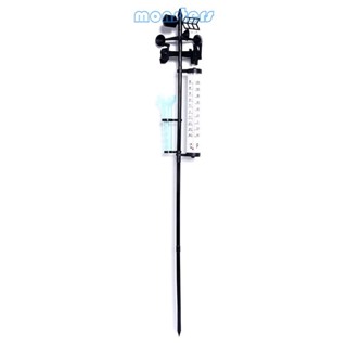 Mon Weather Station Stake Weather Vane พร้อมเครื่องวัดสภาพอากาศ 3-in-1 สําหรับสวนกลางแจ้ง