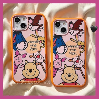 2-in-1 เคสโทรศัพท์มือถืออะคริลิค ขอบนิ่ม กันกระแทก ป้องกันกล้อง ลายการ์ตูนหมี Winnie Tigger สีตัดกัน สําหรับ iPhone 14 13 12 11 Pro Max