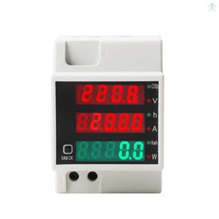 AC80-300V 100A Digital Energy Meter DIN Rail Multimeter Electric Power Meter kWh Meter Multifunction AC Voltage Current Power Factor Tester Ammeter Voltmeter