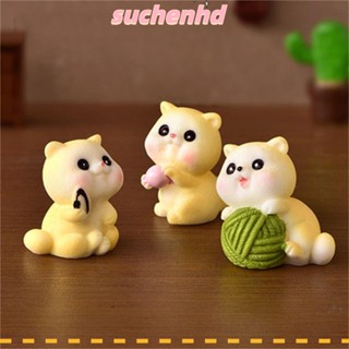 Suchenhd ฟิกเกอร์แมวจิ๋ว DIY ของเล่น เครื่องประดับภูมิทัศน์ สวนนางฟ้า อุปกรณ์โมเดลจิ๋ว