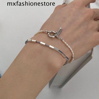 Mxfashione สร้อยข้อมือโซ่ เสน่ห์ วินเทจ เพื่อนที่ดีที่สุด เกาหลี เด็กผู้หญิง มุก สายรัดข้อมือ