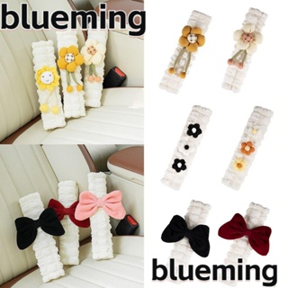 Blueming2 ปลอกหุ้มเข็มขัดนิรภัยรถยนต์ ผ้าโพลีเอสเตอร์ไฟเบอร์ ประดับโบว์น่ารัก