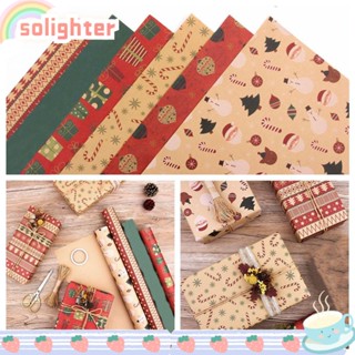 Solighter กระดาษคราฟท์ห่อของขวัญ ลายซานต้า สโนว์แมน DIY