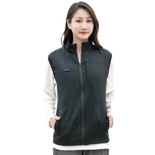 Women Men Hiking Adjustable USB Charging Sleeveless Warm Cold Proof Stand Neck Heating Vest