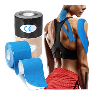 Kinesiology Tape เทปบำบัด5cmx5m หรือ 2.5cmx5m คิเนสิโอ ไคเนเทป เทปติดกล้ามเนื้อ เทปพยุงกล้ามเนื้อSports Muscle Tape