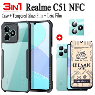 เคสโทรศัพท์มือถือ เซรามิคนิ่ม กันกระแทก พร้อมฟิล์มกันรอยเลนส์ สําหรับ Realme C51 C53 C55 C33 C35 C21Y C25Y C12 C15 C11