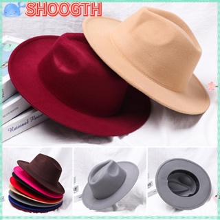 Shoogth Fedora หมวกคาวบอย ผ้าวูล แฟชั่นฤดูใบไม้ร่วง ฤดูหนาว สําหรับการแสดงบนเวที เต้นรํา ปาร์ตี้