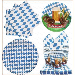 Kts The Munich Oktoberfest แบนเนอร์ธงแบนเนอร์ ใช้แล้วทิ้ง สําหรับตกแต่งโต๊ะอาหาร ผ้าเช็ดปาก