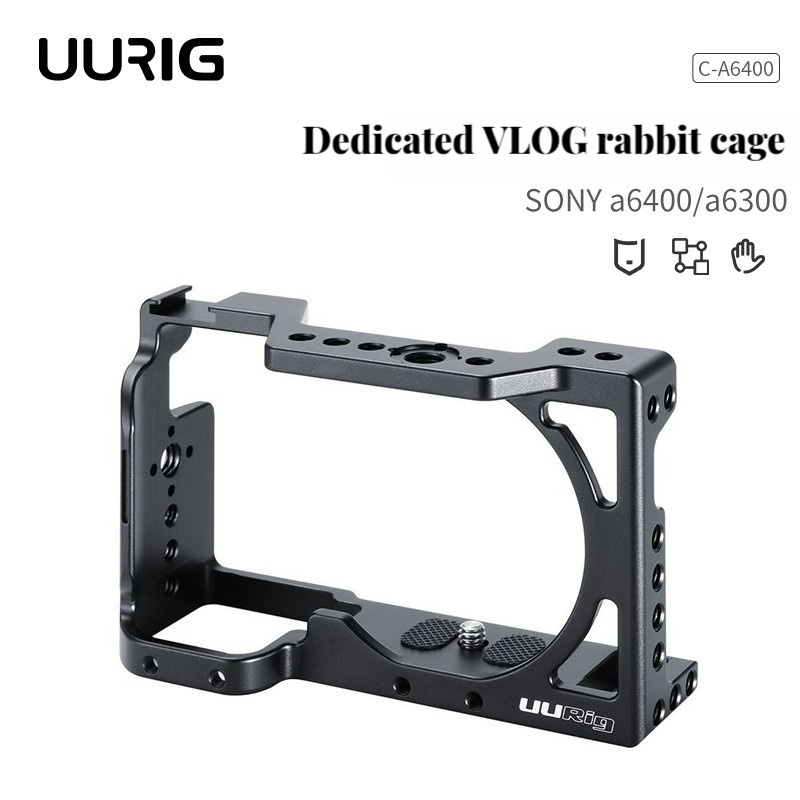 UURIG C-A6400 DSLR A6400 กล้องกรงซิลิโคนจับ Handgrip รองเท้าเย็นกรณี Rig ชุดสําหรับ Sony A6300/ A640